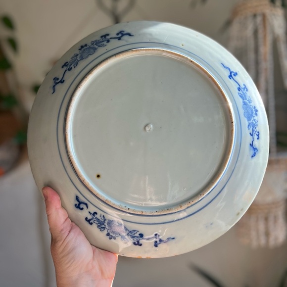 Antique Japanese Blue and White Igezara Porcelain Plate, Screen & Bamboo Design - Picture 6 of 8